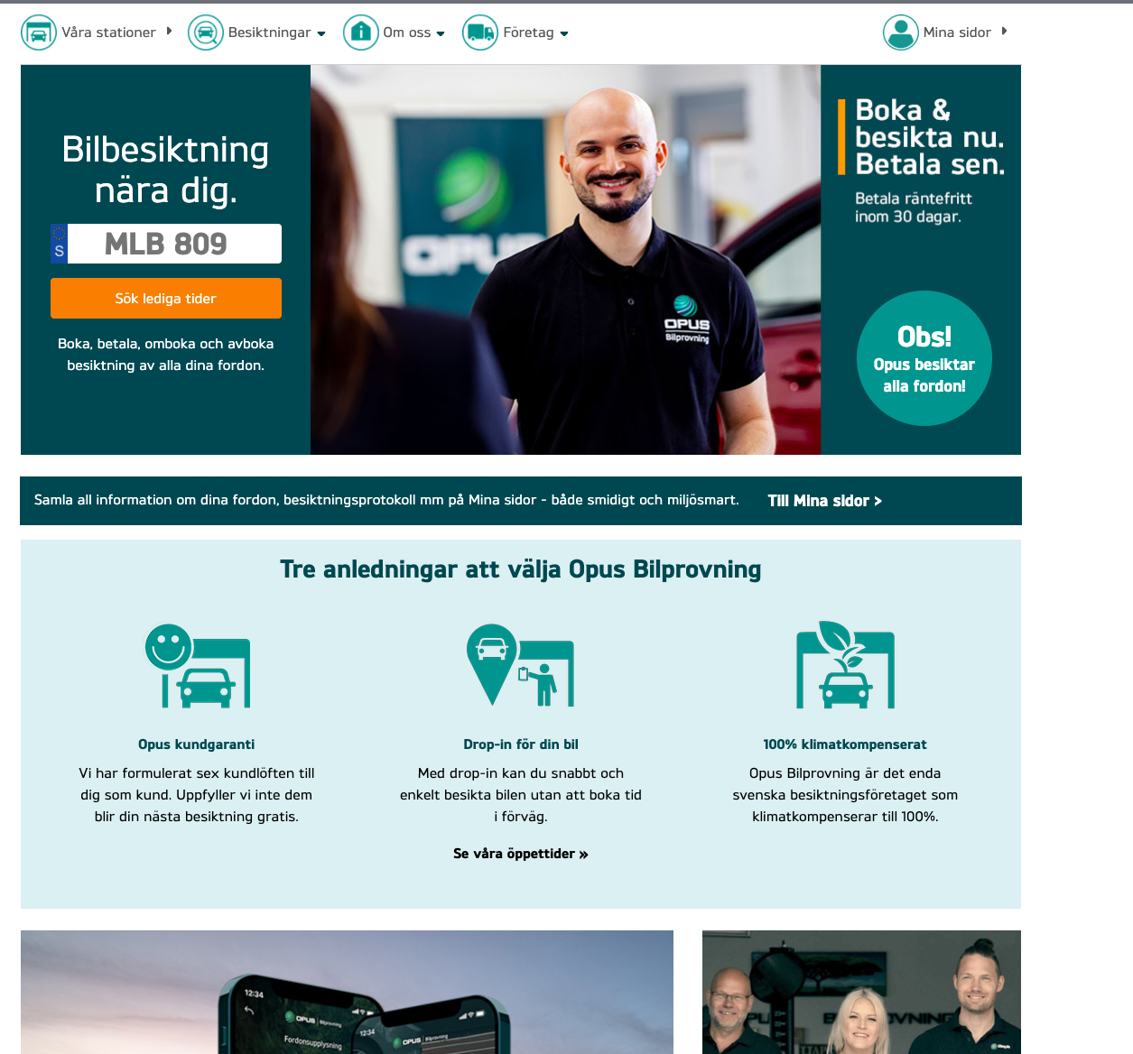 Opus webbplats 2022 – Modernare design, tydligare bokningsflöde.